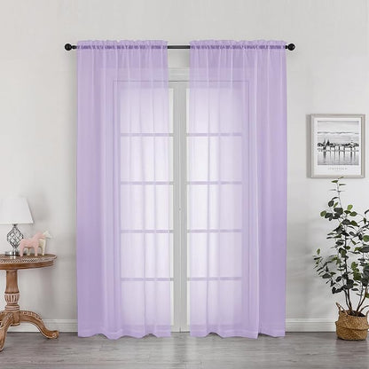 Sheer Curtains 78 inches Long for Bedroom Living Room 2 Panels Set, Rod Pocket by OWENIE