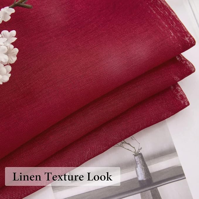 MIULEE Semi Sheer Kitchen Curtains 36 inch Length 2 Panels Half Window Curtains - Image 4