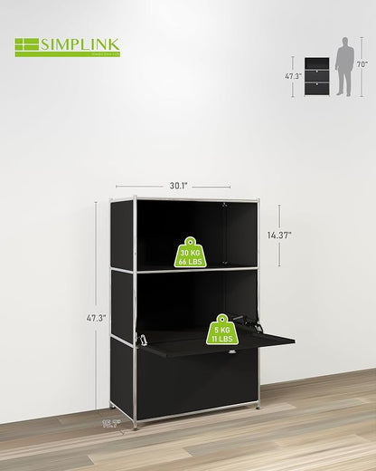 Metal Shelf with 2 Flap Doors, Large Capacity Cabinet, DIY Modern Home - Image 3