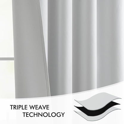 MIULEE Greyish White Back Tab Blackout Curtains 52x96 Inch Long 2 Panels | Rod - Image 7