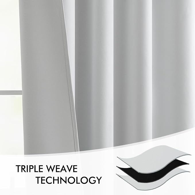 MIULEE Greyish White Back Tab Blackout Curtains 52x63 Inches Long 2 Panels | - Image 7