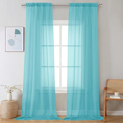 Chyhomenyc Extra Long Sheer Curtains 120 Inches Long 2 Panels Set, Light by Chyhomenyc