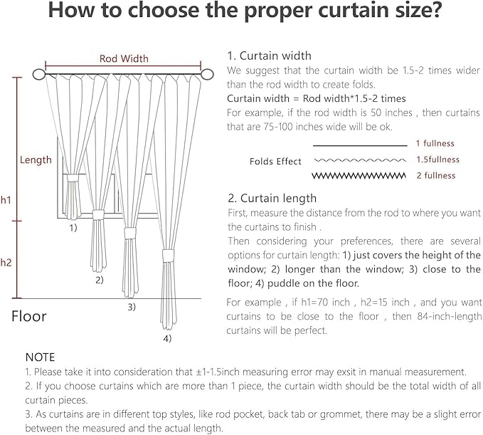 Joydeco Linen Curtains 108 Inch Length 2 Panel Sets, Light Filtering Curtains - Image 8