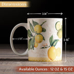 Maison d' Hermine Coffee Mug with Handles Fine Bone China Mugs Pack of One Tea Cups for Hot Beverages Cappuccino Latte Home Restaurant Office Perfect for Gift (Limoncello - Verna, 15 Ounce)