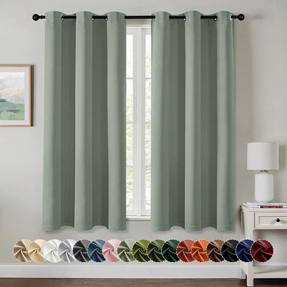 MIULEE Blackout Curtains for Bedroom 2 Panels 40 x 63 Inch Long Light Green | by MIULEE