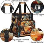 coffee beans cup cartoon Coffee Maker Carring Bag Travel Carrying Storage Tote Bag Compatible with Keurig K-Mini or K-Mini Plus Portable Single Serve Coffee Brewer Case with Pockets for K-cup Pods