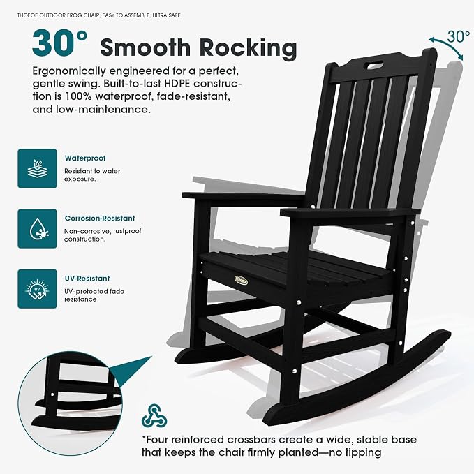 THOEOE Oversized Rocking Chair Set of 8, Outdoor Rocking Chair - Image 3