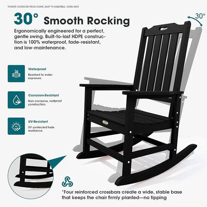 THOEOE Oversized Rocking Chair Set of 4, Outdoor Rocking Chair - Image 3