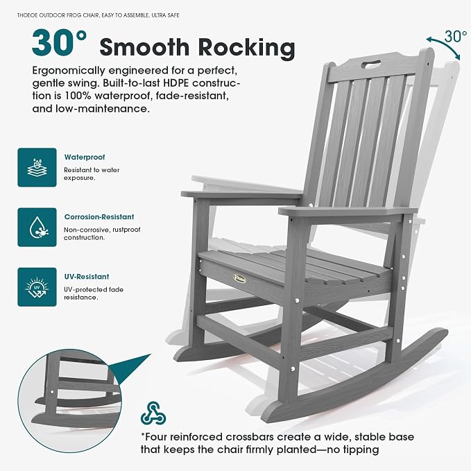 THOEOE Oversized Rocking Chair Set of 8, Outdoor Rocking Chair - Image 3