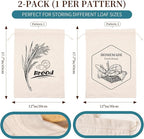 2 Pack of Bread Bags for Homemade Bread，Reusable Linen Sourdough Storage Bags with Plastic Liner,Cotton (17.7" x12")