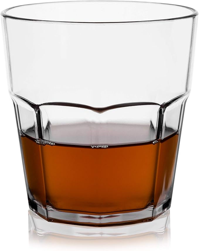 9oz Plastic Drinking Glasses Set of 4 Unbreakable Plastic Juice Tumbler Cups Reusabl Clear Tritan BPA-FREE Kids Water Cups, Dishwasher Safe, Shatterproof, Stackable
