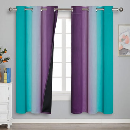 Ombre Teal and Purple Blackout Curtains - Image 2