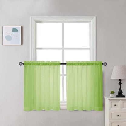 Chyhomenyc Lime Sheer Curtains 30 inch Length 2 Panels, Light Filtering Voile by Chyhomenyc
