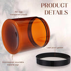 Patelai 4 Pieces Round Wide-mouth Leak Proof Plastic Container Jars with Lids for Travel Storage Makeup Beauty Products Face Creams Oils Salves Ointments DIY Making(16 Ounce,Amber)
