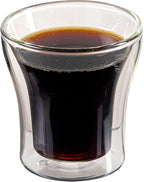 Restaurantware-Forma Professional 3.4 oz Double Wall Shot Glasses, 12 Insulated Espresso Cups - Dishwashable, Reusable, Clear Glass Coffee Cups, Freezable, For Hot Or Cold Beverages