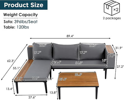 VilroCaz Luxury Outdoor Patio Furniture Set, L-Shaped Acacia Wood Sectional Sofa - Image 4