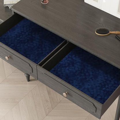 Navy Blue Curshed Velvet Wallpaper Self Adhesive Felt Fabric - Image 3