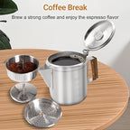 No Coating 12 Cup Percolator Coffee Pot 304 Stainless Steel Moka Pot Stovetop Espresso Maker Italian Greca Cuban Machine 2200ml 74.4oz Suitable for Gas Induction Stovetop Camping Kettle