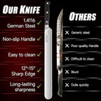 KEEMAKE Brisket Knife, 12" Carving Knife for Meat, Razor Sharp German Steel Kitchen Knives with Ergonomic Handle for BBQ Roasts Ribs Turkey Ham