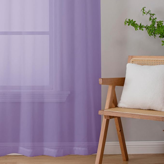 Lavender Sheer Curtains 96 Inches Long 2 Panels Set, Light Filtering Solid - Image 6