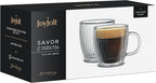 JoyJolt Fluted Glass Espresso Cups, 5.4oz Espresso Cup - Set of 2 Espresso Mugs