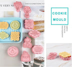 8PCS Happy Birthday Cookie Cutter Sets 3D Plastic Cookie Cutters with Plunger Stamps Pressable Biscuit Mold Cookie Molds Cake Baking Fondant Cutter Birthday Party DIY Cookie Decorating Supplies(C)