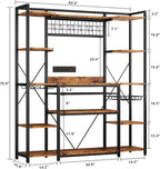 IRONCK Large Bakers Rack with Power Outlet, 62 Inch Wide Microwave Stand, Coffee Bar with Storage, Kitchen Racks and Shelves