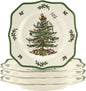 Spode Christmas Tree Scalloped Dinner Plate (Set of 4) - Holiday Stoneware Large Plates - 10.5 Inch Christmas Dinner Dishes, Colorful Gifts & Mistletoe Accents - Dishwasher & Microwave Safe