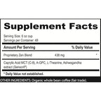 Brain Bean Zen-Blend Organic Coffee Whole Bean with Caprylic Acid MCT (C-8), A-GPC, L-Theanine & Ashwagandha Extract - Premium Grade Organic Coffee Beans for Focus & Calm Support (16 Oz)