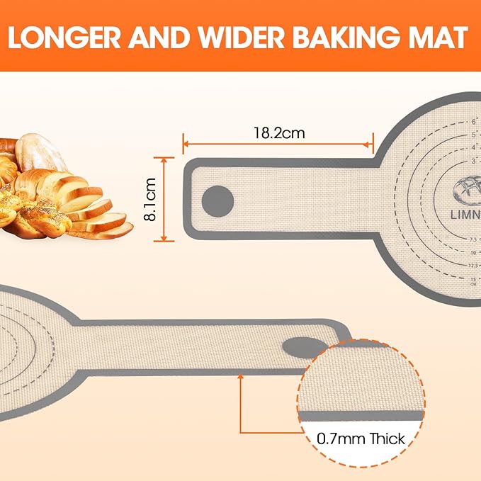 Silicone Bread Sling Dutch Oven，2 PCS Silicone Baking Mat Set，Non-Stick & Easy Clean Reusable Bread Mat With Extra Long Handles, Bread Baking Mat for Sourdough Transfer