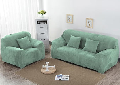vctops 1-Piece Velvet Plush Stretch Sofa Slipcover - Image 2