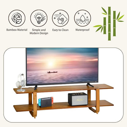 Bamboo TV Stand for TVs up to 65", Media TV Console Table - Image 5