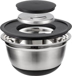 COOK WITH COLOR Stainless Steel Mixing Bowls Set with Lids - Nesting Bowls with Non-Slip Bottom, Silver, 14 Pieces