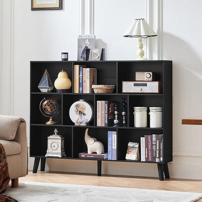 LEYAOYAO 10 Cube Bookshelf, 3 Tier Vintage 55" Wide Bookcase - Image 8