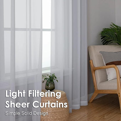 Light Grey Sheer Curtains 96 Inches Long 2 Panels - Image 6