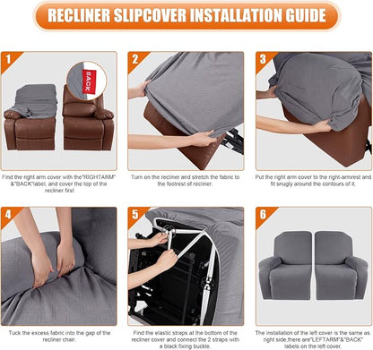 VANSOFY Oversized Recliner Cover, 2-Pieces Stretch Reclining Couch Cover - Image 4