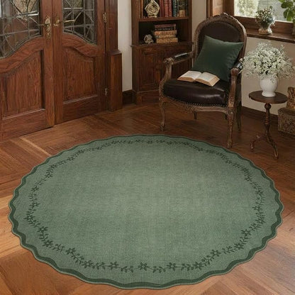 GarveeHome Round Rugs 4ft Scalloped Washable Small Circle Rug - Image 2