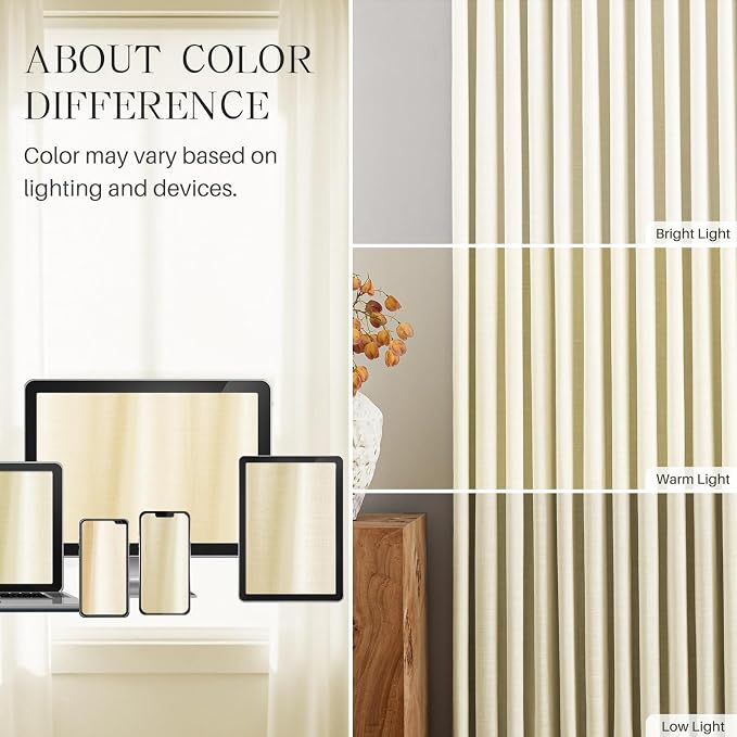 AUSSPVOCT Pinch Pleated 90 Inch Linen Curtains 100% Blackout - Image 8