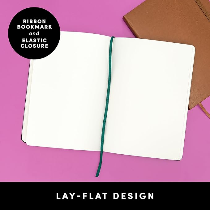 PAPERAGE Blank Journal Notebook, (Coral), 160 Pages, Medium 5.6 in x 8 in - 100 GSM Thick Paper – Hardcover Journaling Notebook for Work, School, Note Taking or Sketching