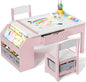 5-in-1 Kids Art Table and Chairs, Wood Toddler Table and Chair Set by JOCOEVOL