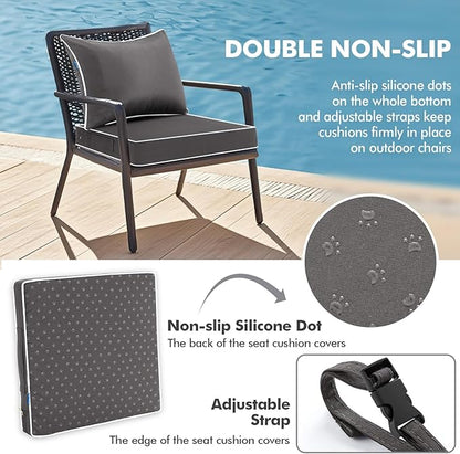 MIULEE Dark Grey Outdoor Seat Cushion 22x24 Inch Waterproof & 3 Year Fade - Image 4