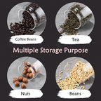 LOEZ Coffee Bean Storage Container Airtight, Lid Sealed with Press-Down Vacuum, Borosilicate Glass Coffee Canister, Food Storage, Coffee Bar for Ground Coffee, Tea, Beans, Spices (Large - Gray)
