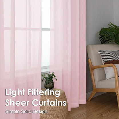 Blush Pink Sheer Curtains 96 Inches Long 2 Panels - Image 6