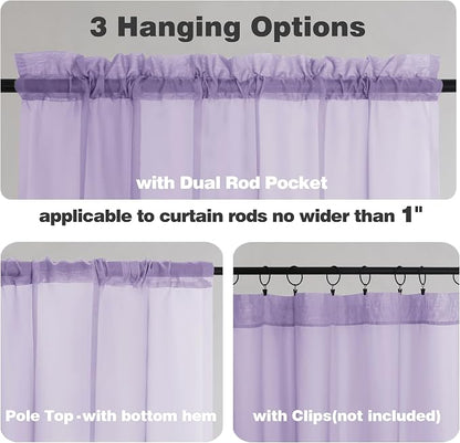 Chyhomenyc Lilac Sheer Curtains 72 Inch Length 2 Panels, Light Filtering Soft - Image 2