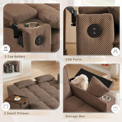 oaaktu Large Size Convertible Sleeper Sofa Bed, Polka dot Velvet Pull Out Futon - Image 5