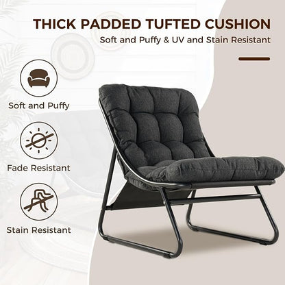 Grand patio Outdoor Chair with Ottoman, Comfy Lounge Chair with Puffy Cushion - Image 4