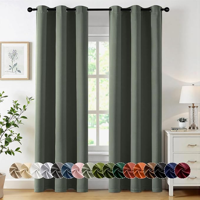 MIULEE Blackout Curtains for Bedroom 2 Panel 40 x 84 Inch Long Dark Mallard | by MIULEE