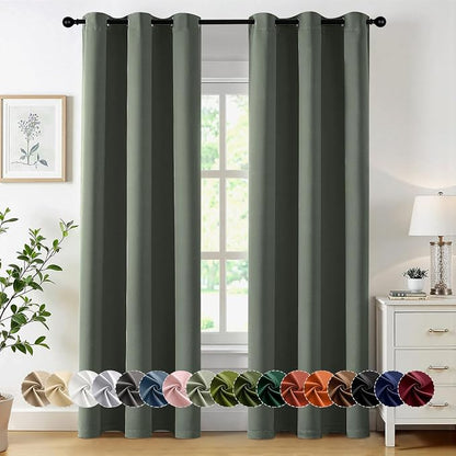 MIULEE Blackout Curtains for Bedroom 2 Panel 40 x 84 Inch Long Dark Mallard | by MIULEE