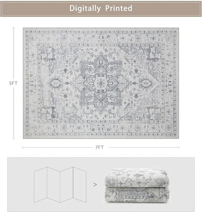 Washable Rugs 5x7 Area Rugs for Living Room, Dining Room, Playroom | Ultra Soft - Image 2