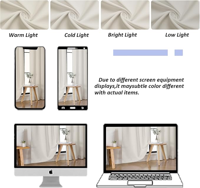 Simplebrand Ava Natural Short 30 Inches Blackout Curtain 2 Panels Set, Half - Image 9